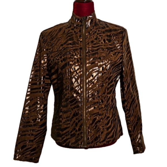 Birch Hill Faux Leather Animal Print Jacket Size: Medium NWT - Picture 1 of 14